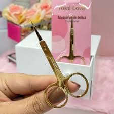 TESOURA REAL LOVE DE METAL DOURADA