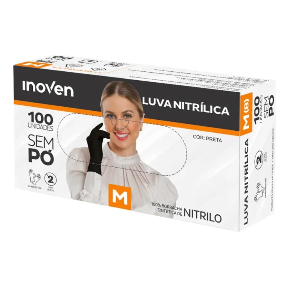 CAIXA DE LUVA INOVEN NITRILICA SEM PÓ 100UN- M