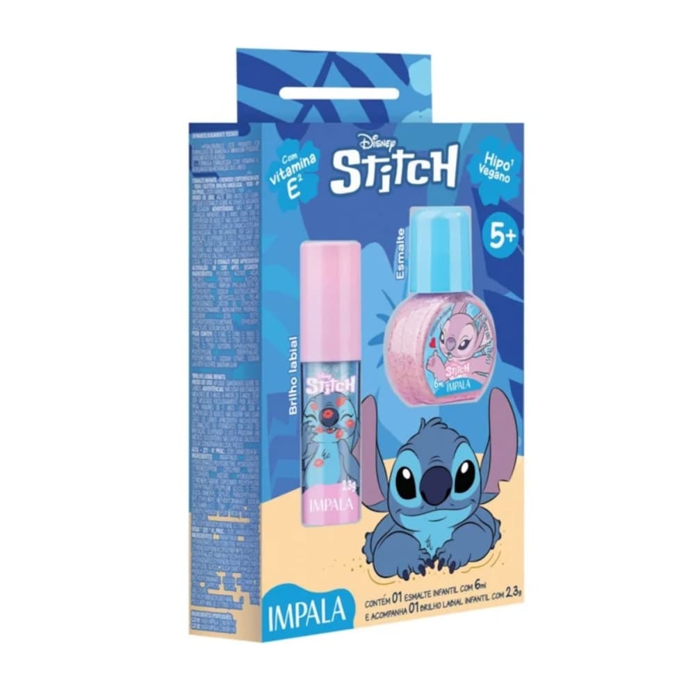 KIT INFANTIL - STITCH - ESMALTE + BRILHO LABIAL