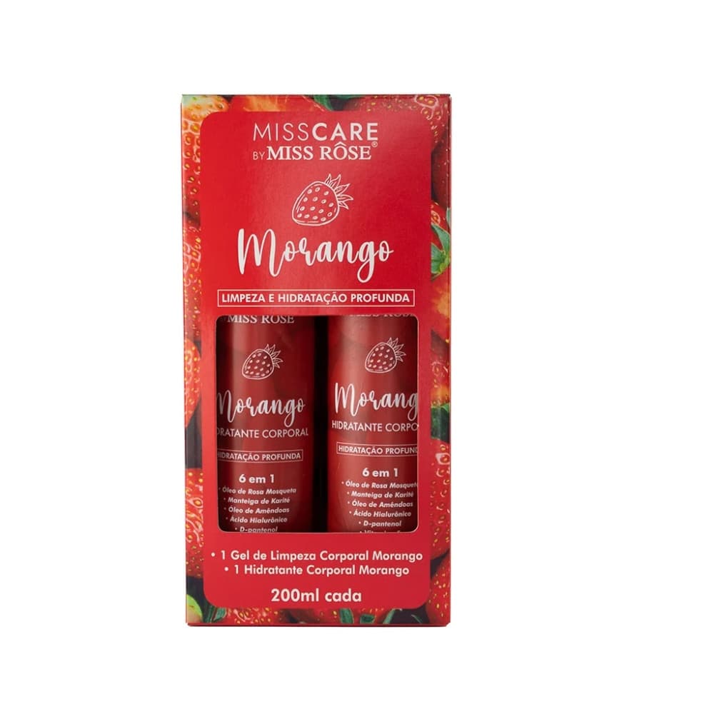 KIT DE MORANGO MISS ROSE ( GEL DE LIMPEZA + HIDRATANTE)