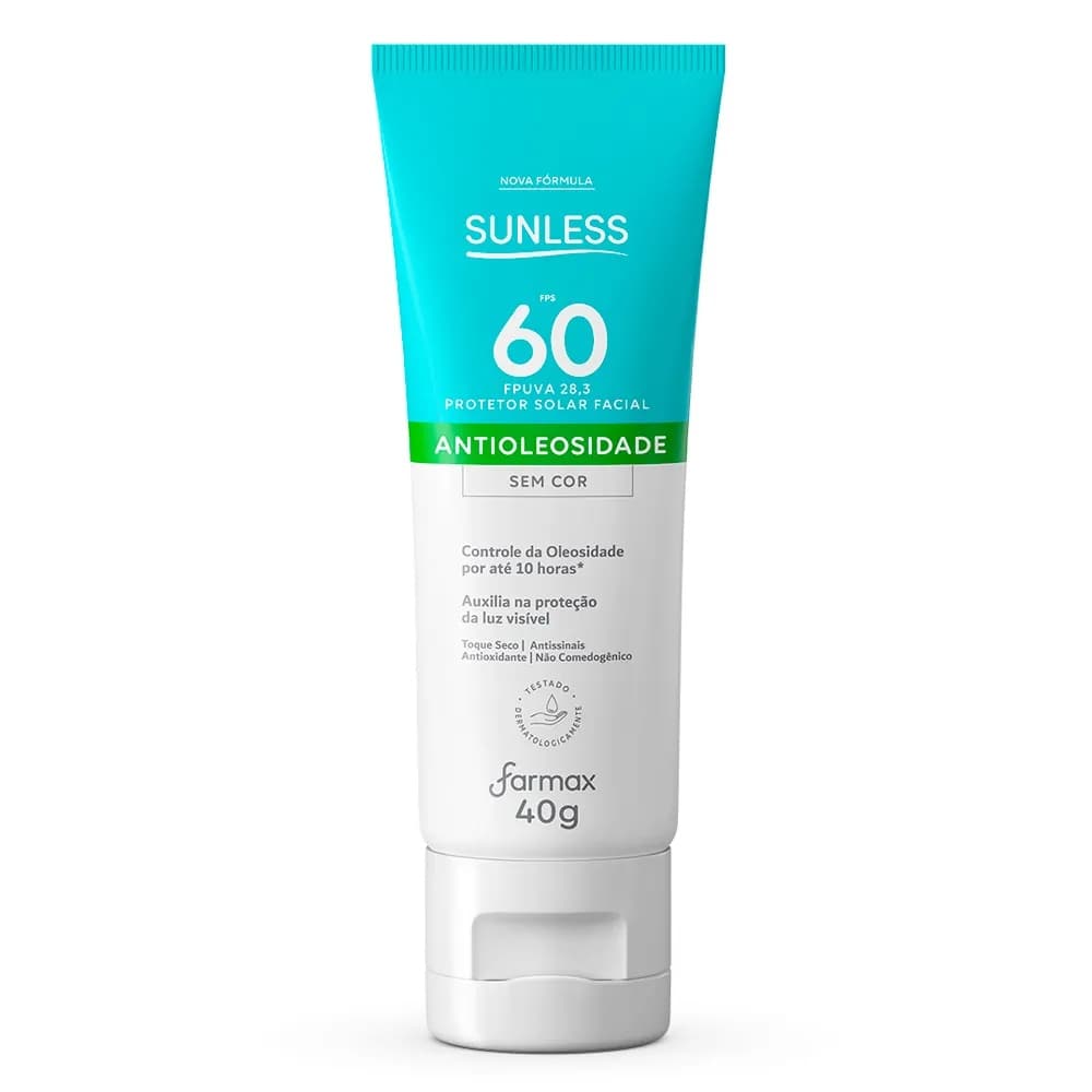 PROTETOR SOLAR FACIAL SUNLESS 60FPS ANTIOLEOSIDADE