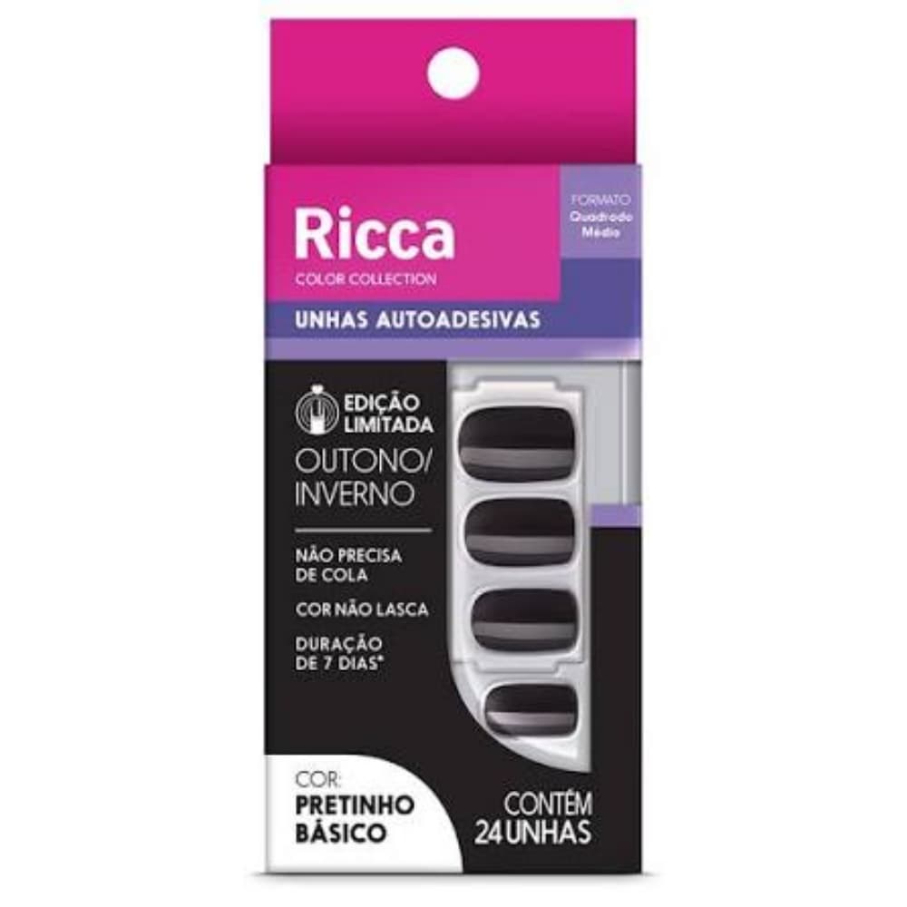 UNHA RICCA ADESIVA PRETINHO BASICO