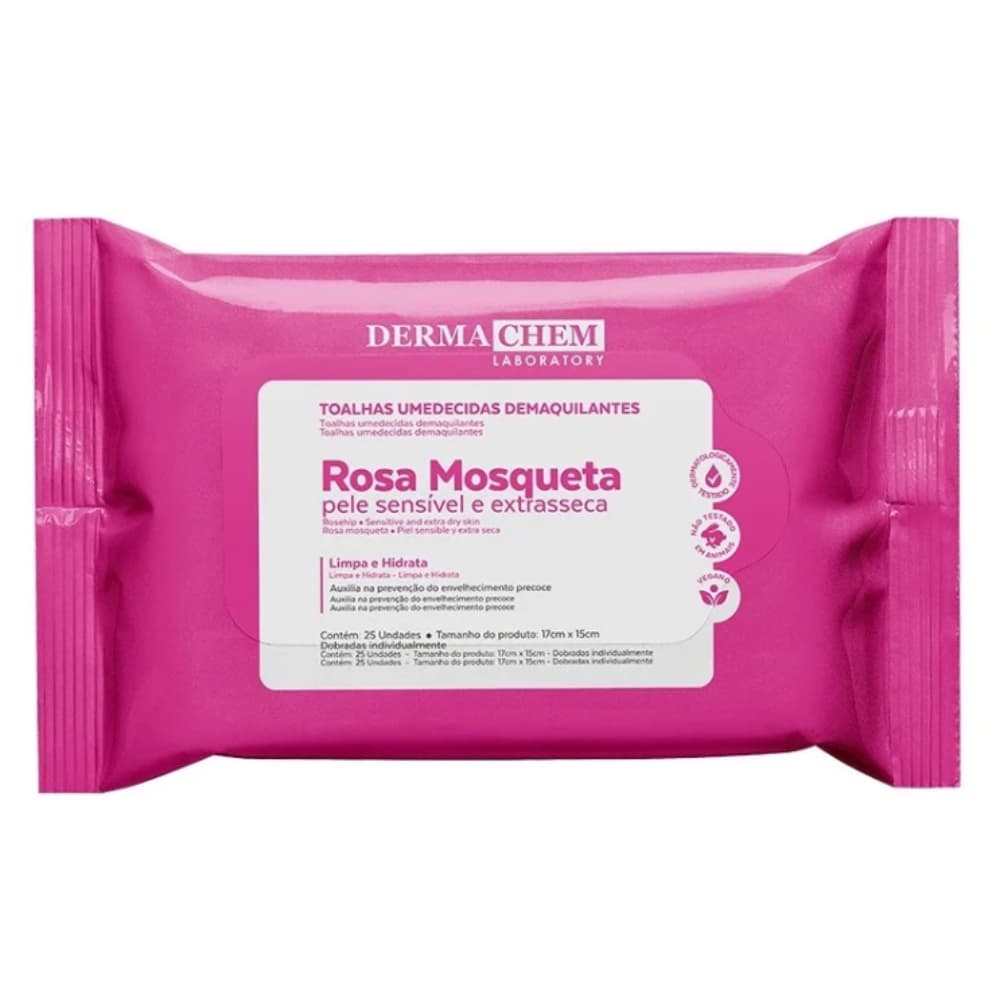 TOALHAS UMEDECIDAS DEMAQUILANTE 25UN - ROSA MOSQUETA