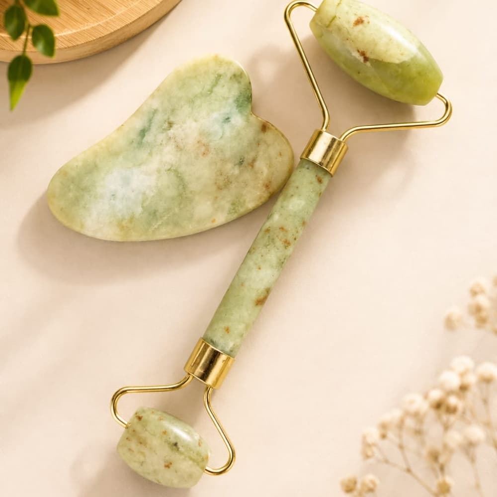 MASSAGEADOR FACIAL PEDRA DE JADE C/ GUA SHA